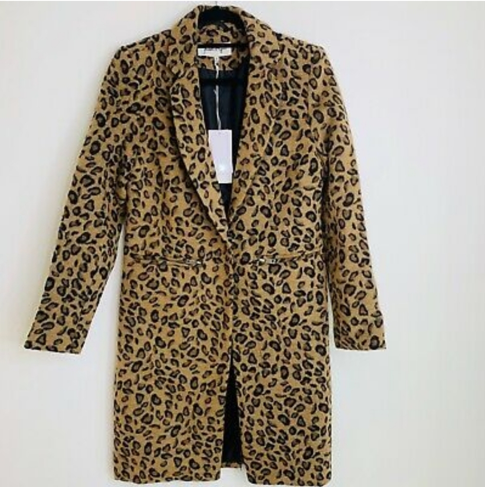 Kendall & Kylie Leopard Print Trench Coat - Tan & Black